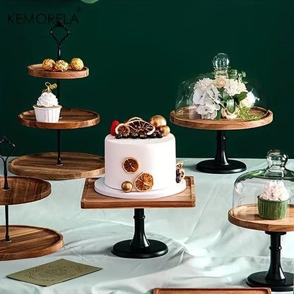Elegant wood and black metal dried fruit tray dining room dessert stand