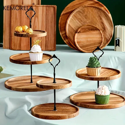 Elegant wood and black metal dried fruit tray dining room dessert stand