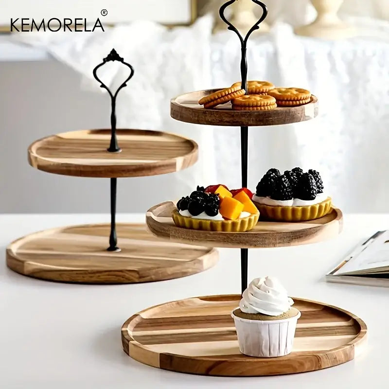 Elegant wood and black metal dried fruit tray dining room dessert stand