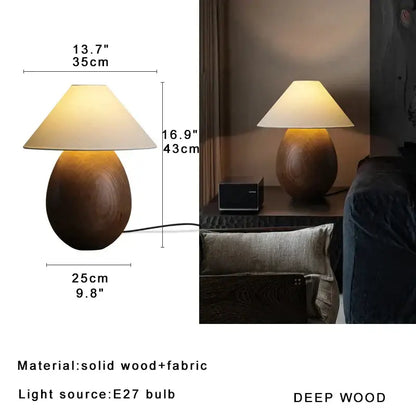 Elegant wood table lamp set with cream fabric shades for bedroom