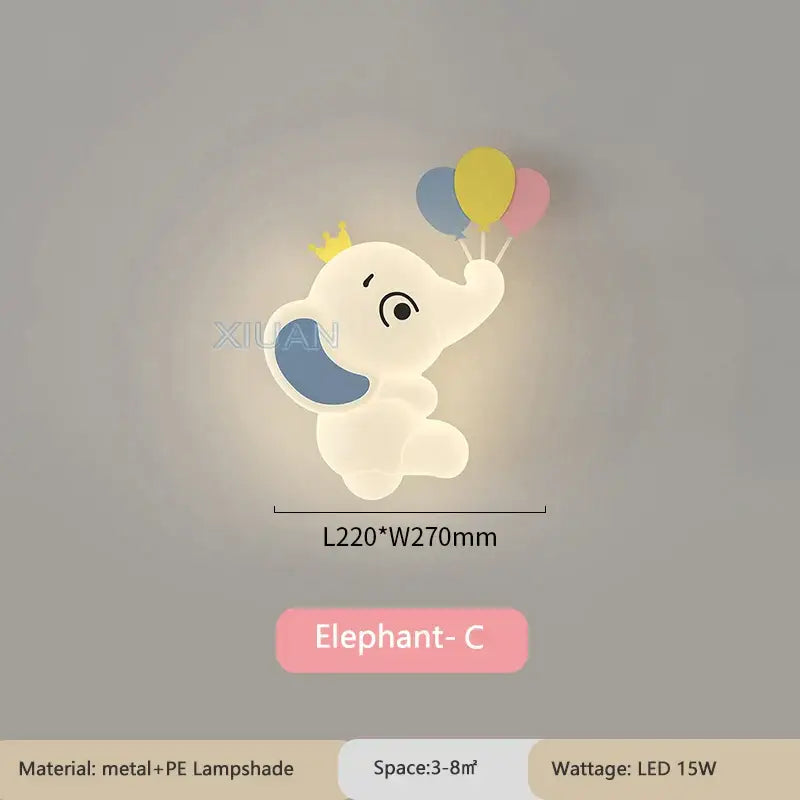 Elephant cartoon wall light for baby room pe lampshade