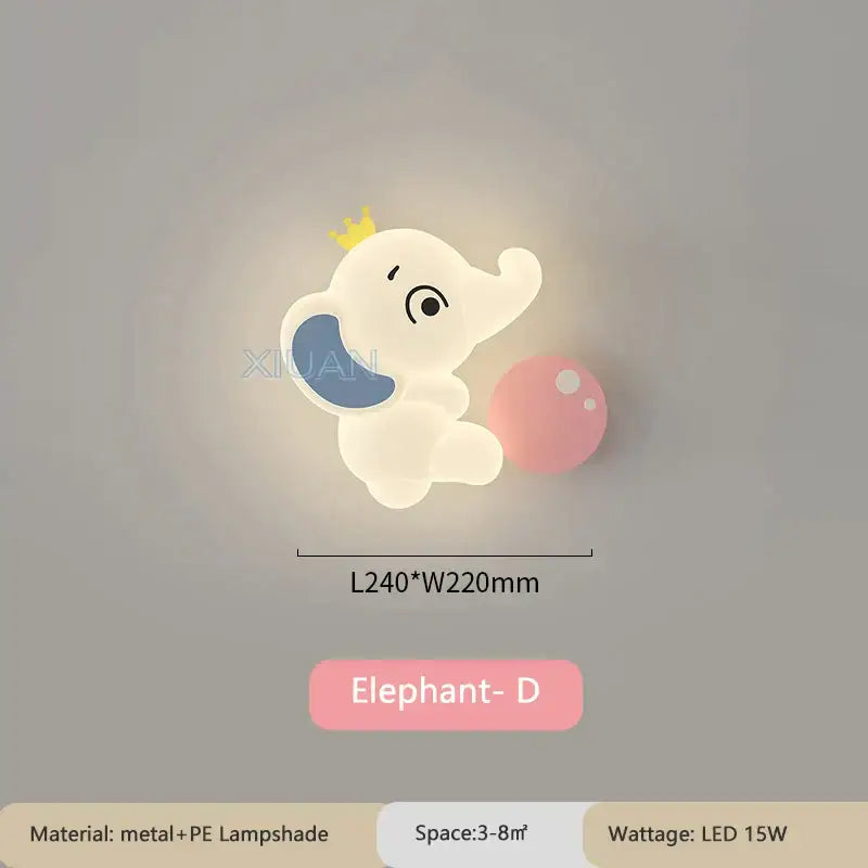 Elephant cartoon wall light for baby room pe lampshade