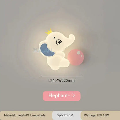 Elephant cartoon wall light for baby room pe lampshade