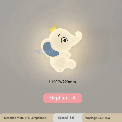 Elephant cartoon wall light for baby room pe lampshade