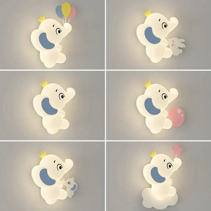 Elephant cartoon wall light for baby room pe lampshade