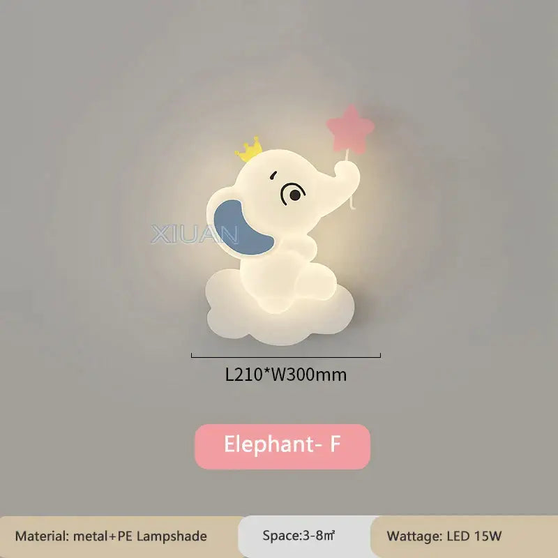 Elephant cartoon wall light for baby room pe lampshade