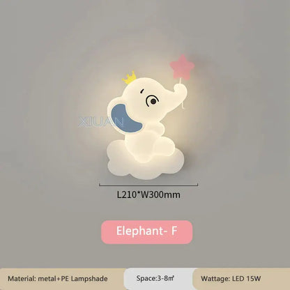 Elephant cartoon wall light for baby room pe lampshade