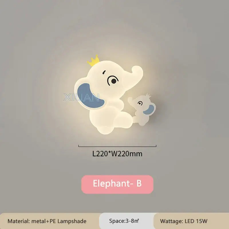 Elephant cartoon wall light for baby room pe lampshade