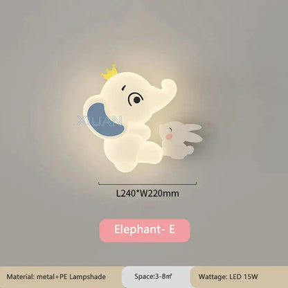 Elephant cartoon wall light for baby room pe lampshade