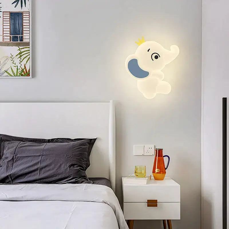 Elephant cartoon wall light for baby room pe lampshade