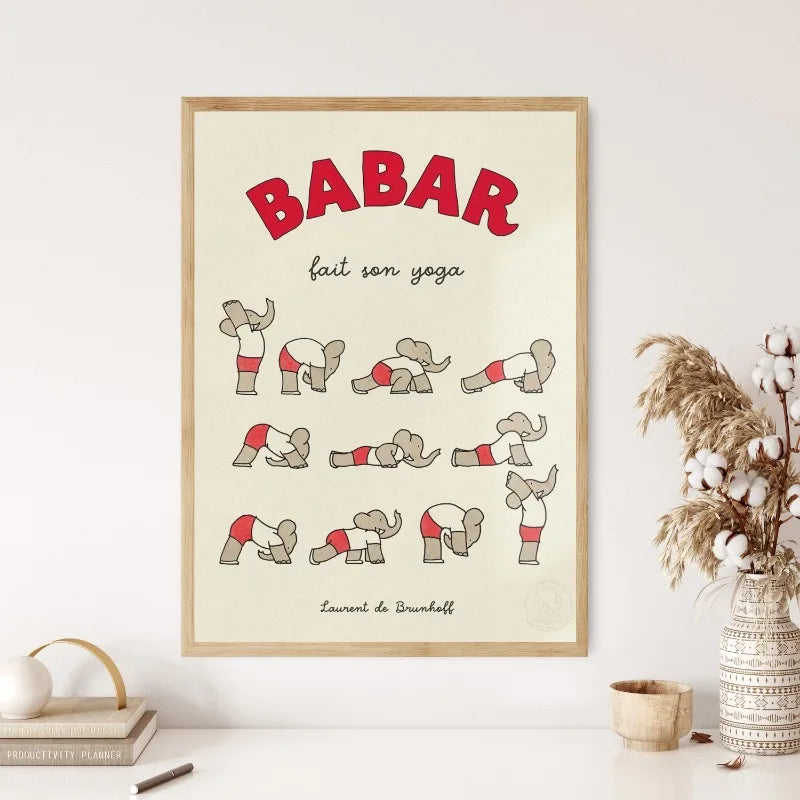 DecorBites™ Elephant Family Cartoon Poster for Kids Room