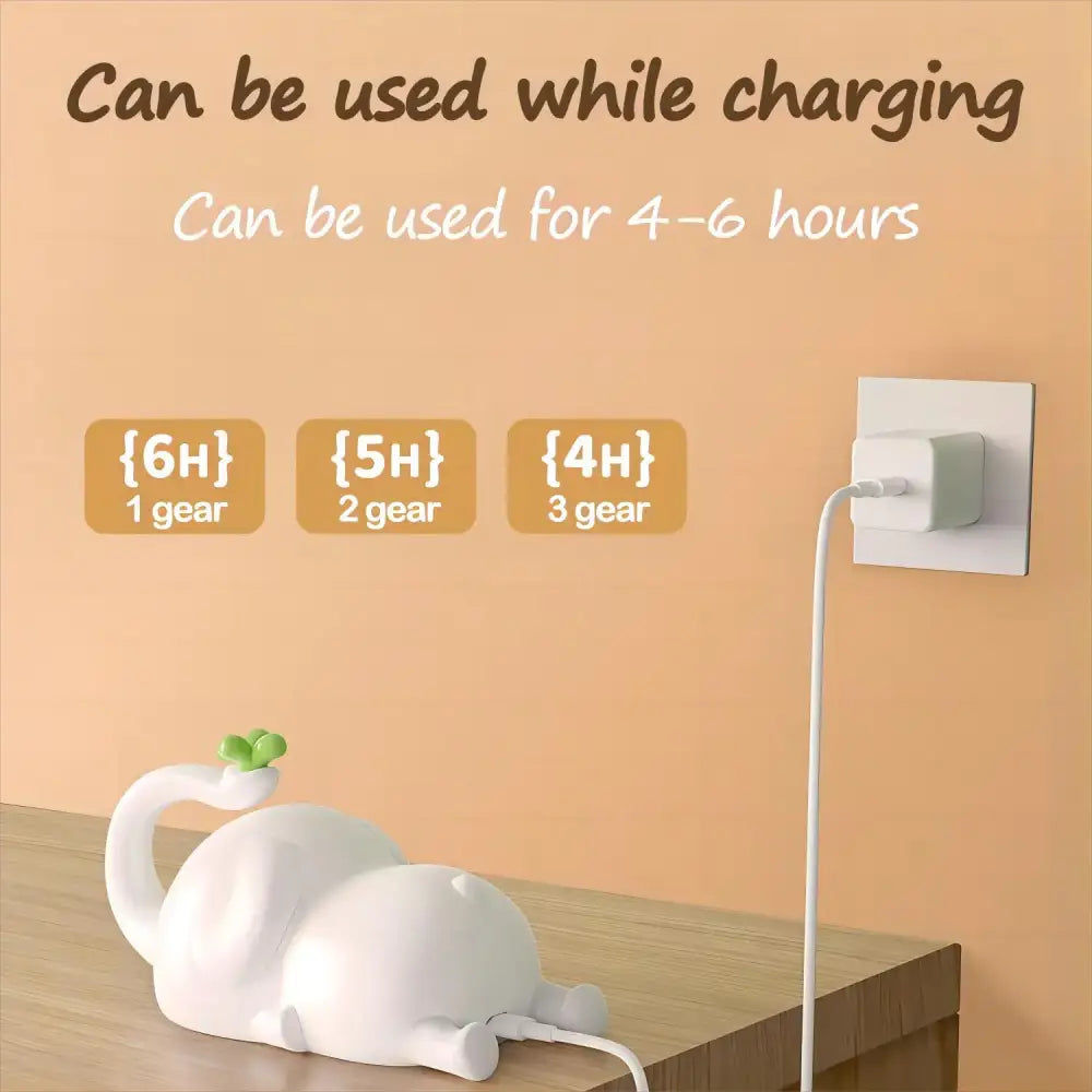 Elephant silicone night light bedroom decor with green clover