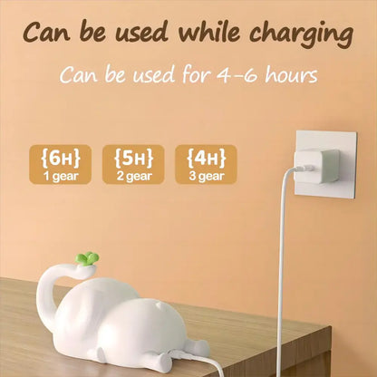 Elephant silicone night light bedroom decor with green clover