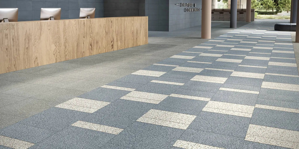 Elite Color Blue Anti-Slip Terrazzo Look Porcelain Tiles 24x24
