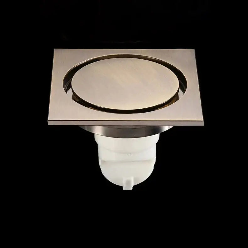 Embossed floral black brass square floor drain shower room