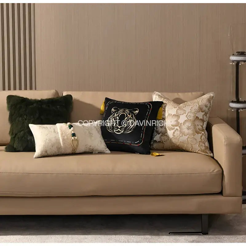 Embossed floral cushion cover champagne gold living room decor