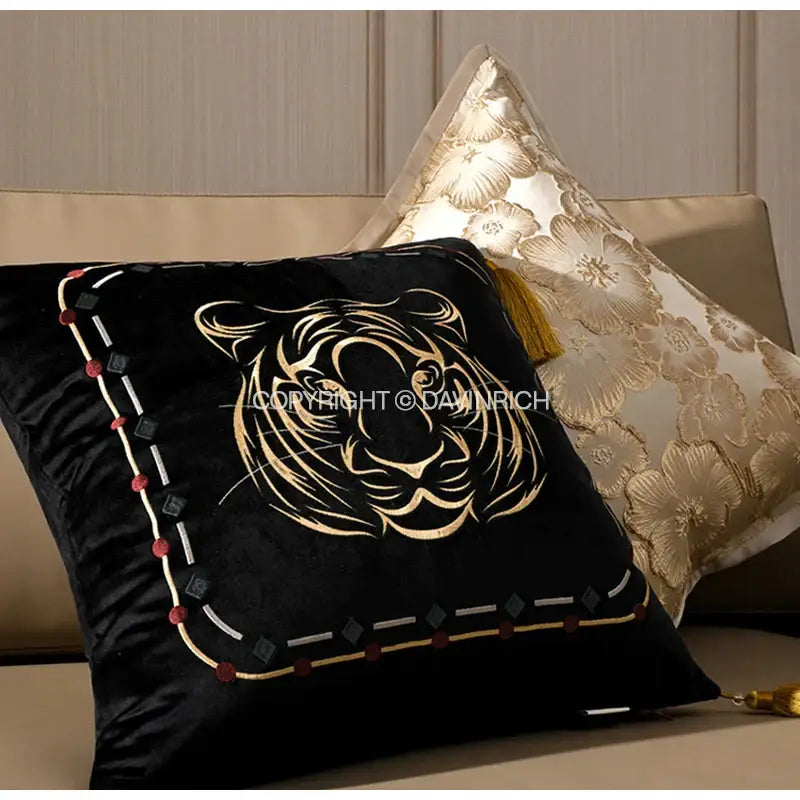 Embossed floral cushion cover champagne gold living room decor
