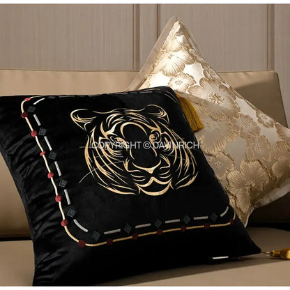 Embossed floral cushion cover champagne gold living room decor