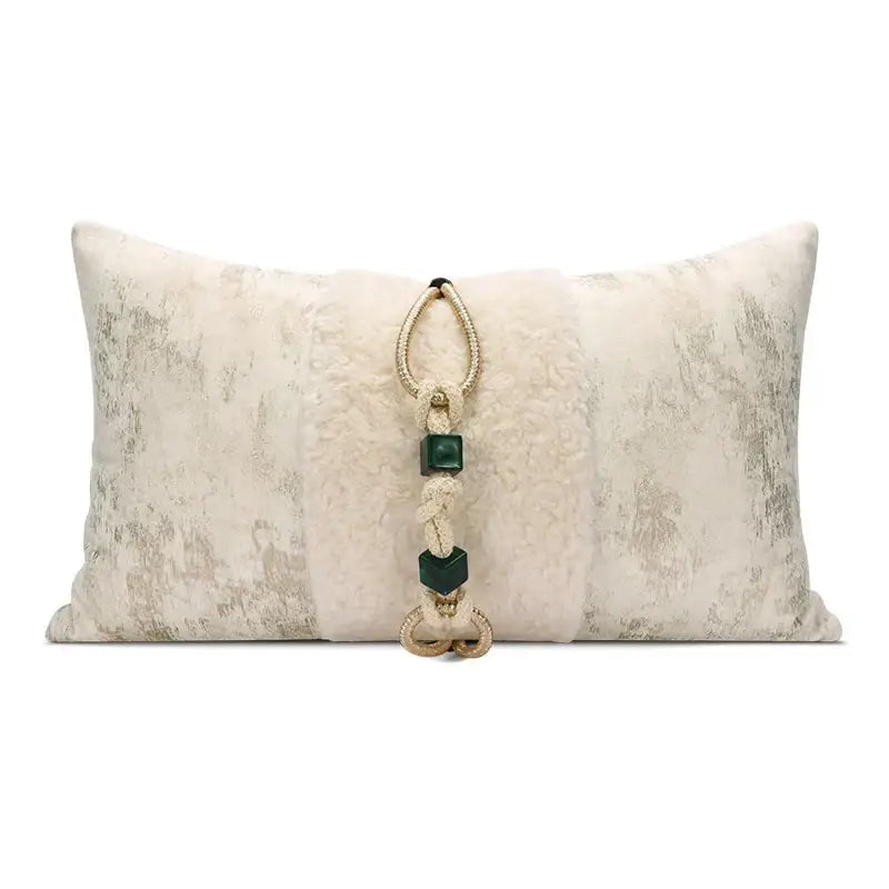 Embossed floral cushion cover champagne gold living room decor