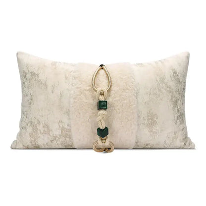 Embossed floral cushion cover champagne gold living room decor