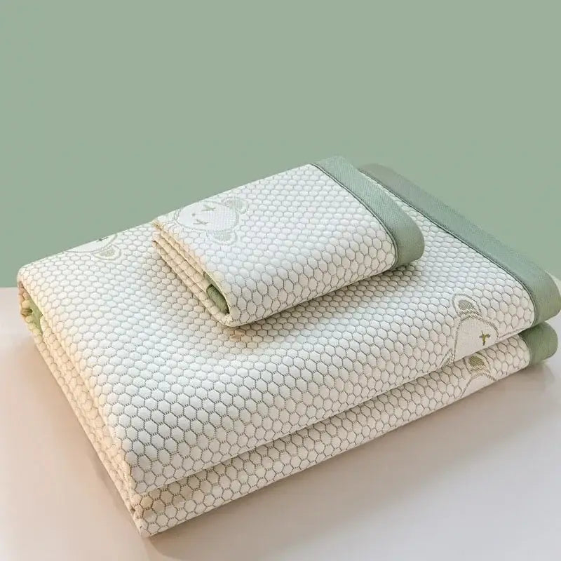 Embroidered bear white & pink cooling feel mat set bedroom mattress