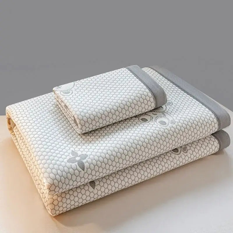 Embroidered bear white & pink cooling feel mat set bedroom mattress