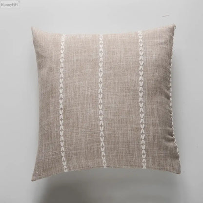 Embroidered brown & grey stripe cushion cover living room decor