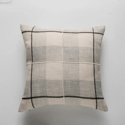 Embroidered brown & grey stripe cushion cover living room decor