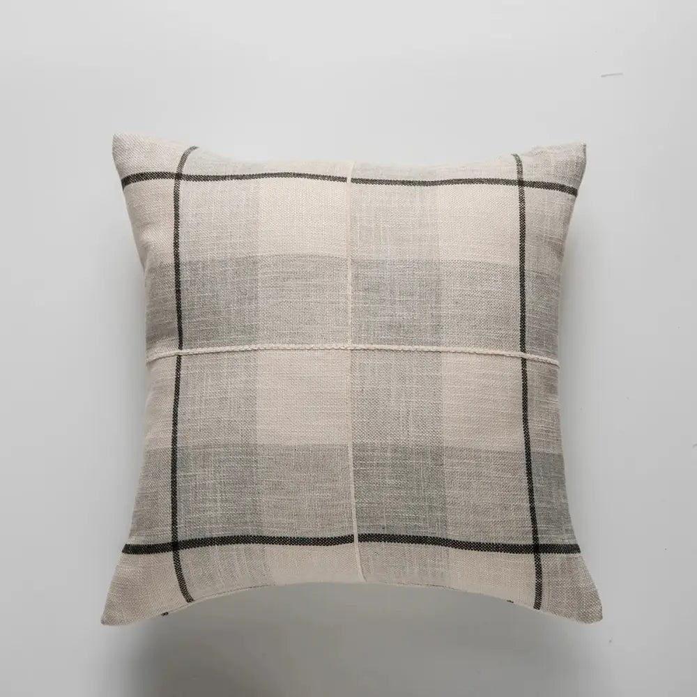 Embroidered brown & grey stripe cushion cover living room decor