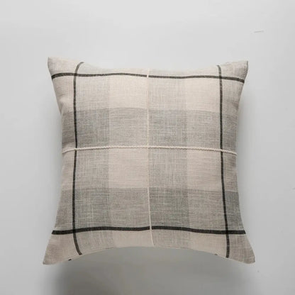 Embroidered brown & grey stripe cushion cover living room decor
