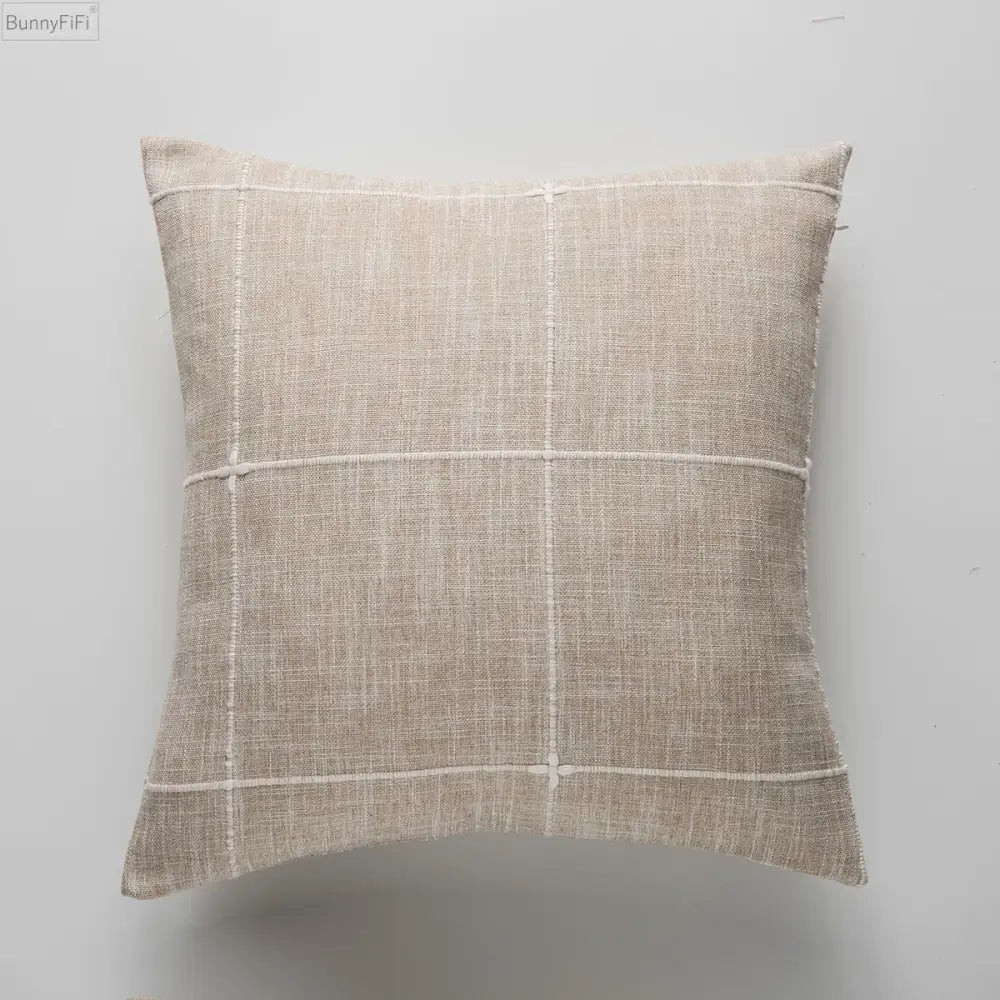 Embroidered brown & grey stripe cushion cover living room decor