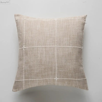 Embroidered brown & grey stripe cushion cover living room decor