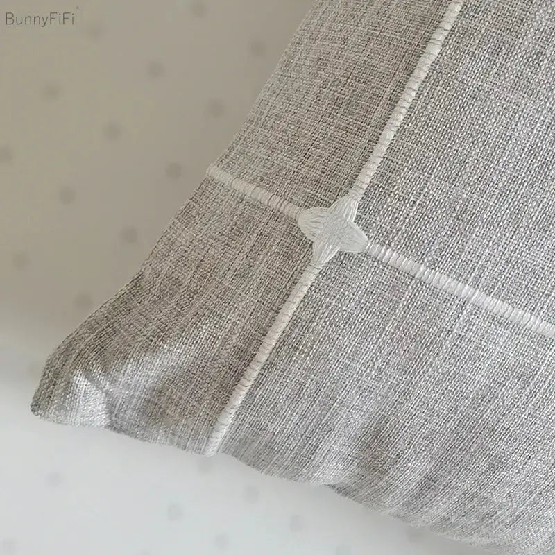 Embroidered brown & grey stripe cushion cover living room decor