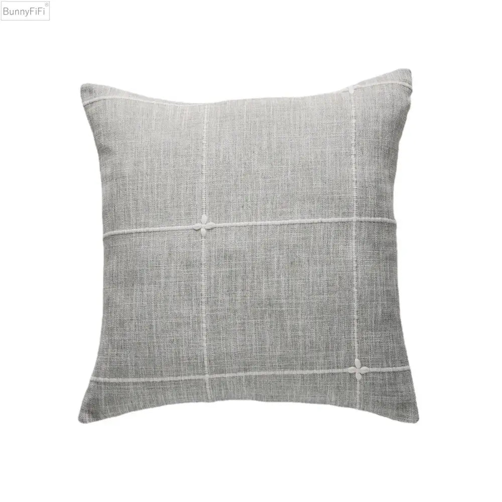 Embroidered brown & grey stripe cushion cover living room decor