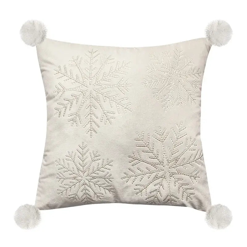 Embroidered christmas pillow covers white & gold living room decor