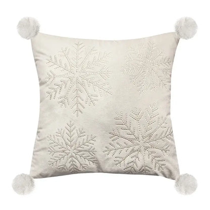 Embroidered christmas pillow covers white & gold living room decor