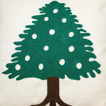 Embroidered christmas tree red & green cushion cover living room