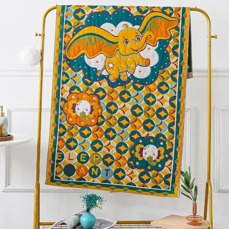 Embroidered cream fruit cotton gauze bath towels bathroom decor