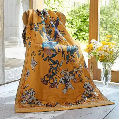 Embroidered cream fruit cotton gauze bath towels bathroom decor