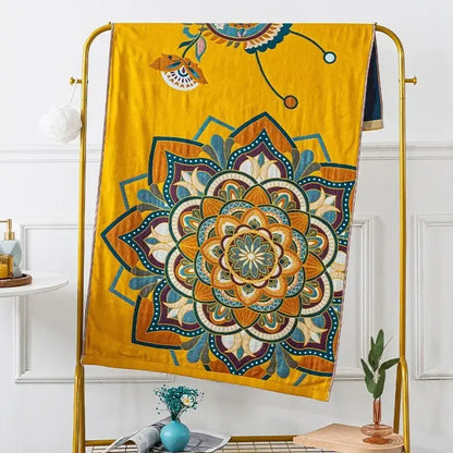 Embroidered cream fruit cotton gauze bath towels bathroom decor