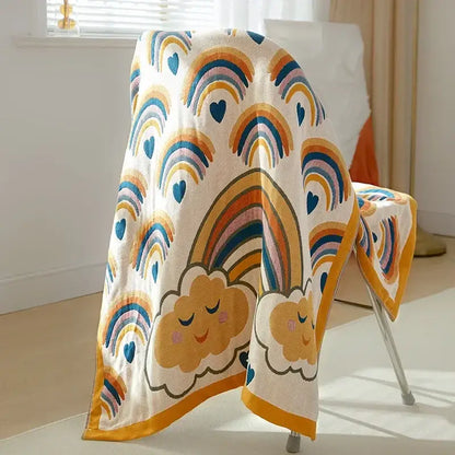 Embroidered cream fruit cotton gauze bath towels bathroom decor