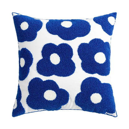 Embroidered daisy dandelion cushion cover white living room decor