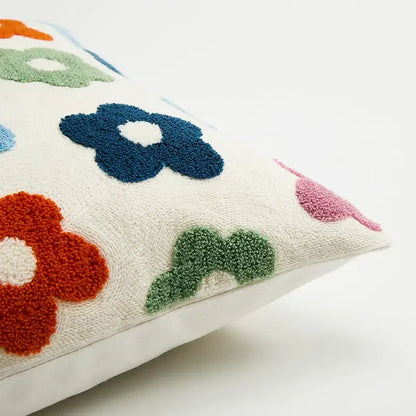 Embroidered daisy dandelion cushion cover white living room decor