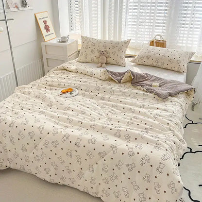 Embroidered double gauze rabbit print quilt bedroom comforter