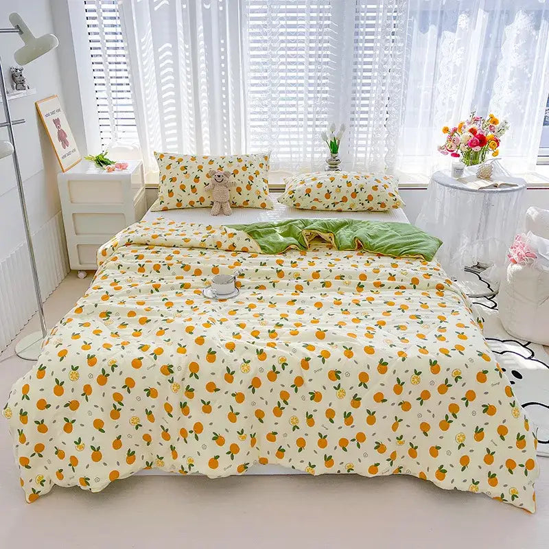 Embroidered double gauze rabbit print quilt bedroom comforter