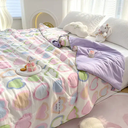 Embroidered double gauze rabbit print quilt bedroom comforter