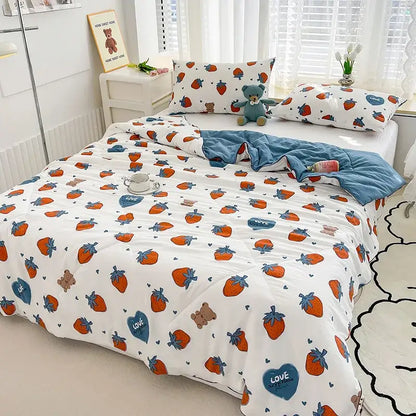 Embroidered double gauze rabbit print quilt bedroom comforter