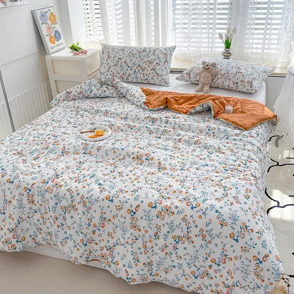 Embroidered double gauze rabbit print quilt bedroom comforter