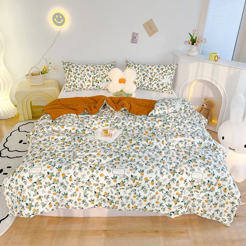 Embroidered double gauze rabbit print quilt bedroom comforter