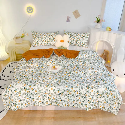Embroidered double gauze rabbit print quilt bedroom comforter